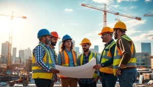 Construction association Denver members collaborating on a vibrant construction site.