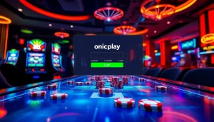 Engaging online gambling interface featuring onicplay login with vibrant casino elements.