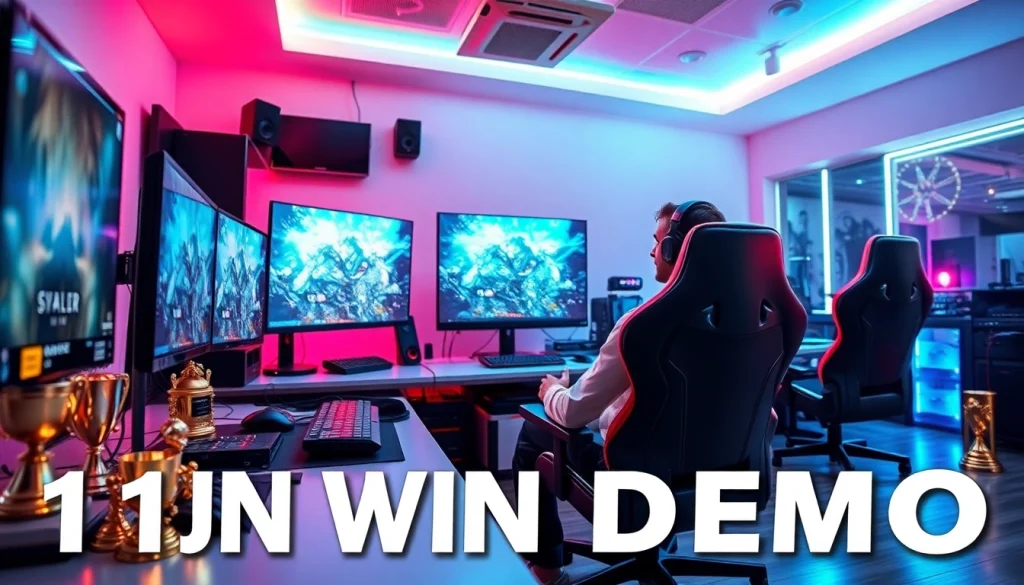 1win demo simulates an engaging gaming experience, depicting an intense gaming environment with advanced technology.