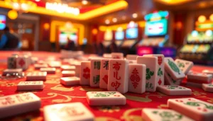 Mahjong ways 2 gameplay dengan mahjong tiles berwarna-warni di atas meja.