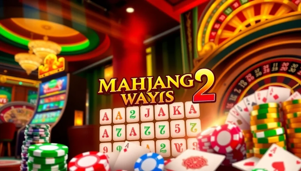 Permainan slot Mahjong Ways 2 yang menarik dengan atmosfer kasino yang hidup dan semangat.