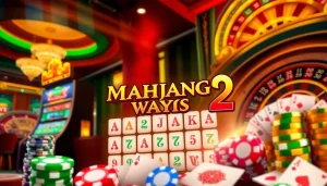 Permainan slot Mahjong Ways 2 yang menarik dengan atmosfer kasino yang hidup dan semangat.