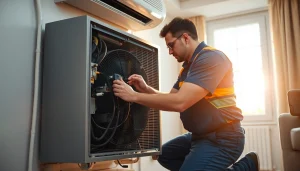 Technician performing hvac repair lewisboro in a residential setting, ensuring optimal cooling.