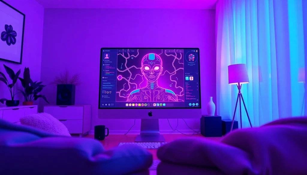 Engaging NSFW character AI setup with a futuristic digital interface.