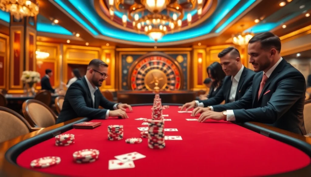 Engage in high-stakes poker action with OKWIN APP at a luxurious casino table.