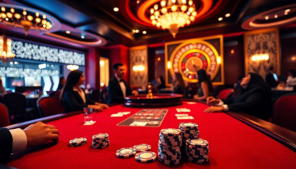 A dynamic casino scene featuring engaging poker players and the allure of 7m cn gaming excitement.
