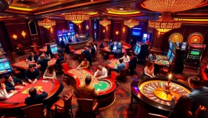 Experience thrilling gaming action at https://88t.art/ with vibrant poker tables and slot machines.