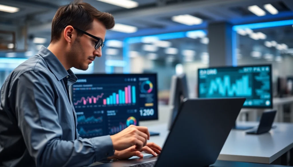 Analyze das 142 performance metrics in a sleek digital workspace environment.