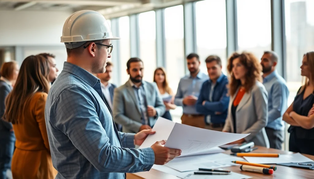 Engaged participants at construction networking events engaging in discussions and sharing knowledge.