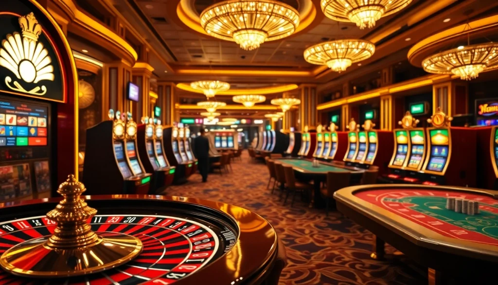 Players engaging with hidden wiki links in a vibrant casino environment filled with roulette and slot machines.