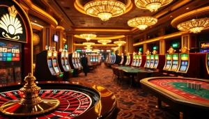 Players engaging with hidden wiki links in a vibrant casino environment filled with roulette and slot machines.