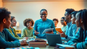 Engaging classroom scene illustrating the importance of education through diverse student interactions.