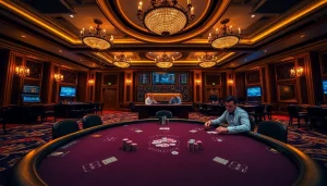 Exciting poker action at a lavish casino table featuring the hidden wiki's immersive gambling strategies.