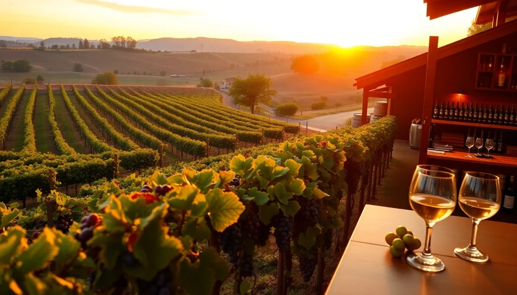 Enjoy stunning views of clarksburg wineries with rolling vineyards at sunset.