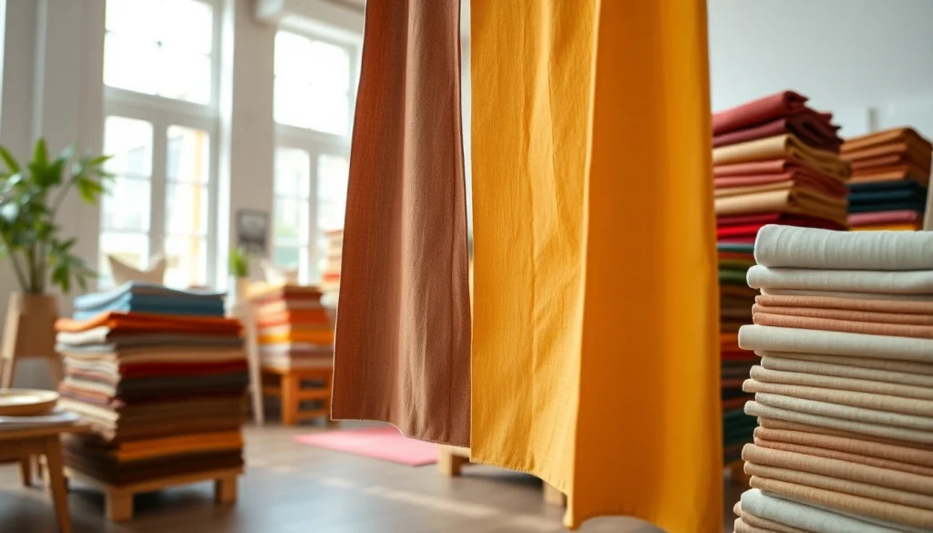 Bekijk de diverse goedkope canvas stoffen in een sfeervolle showroom vol kleur en textuur.