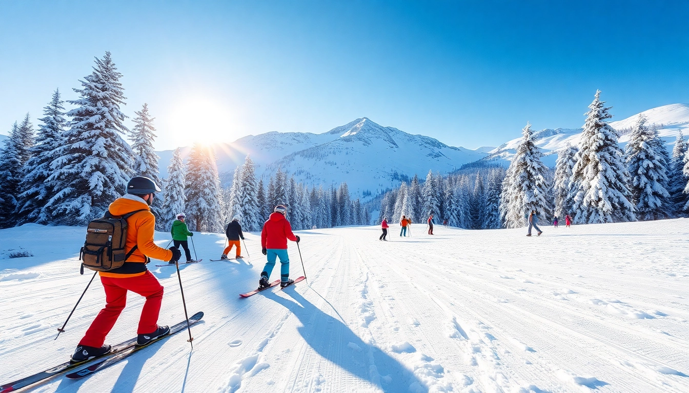 Skiers and snowboarders enjoying winter sports in Windham, NH ski and snowboard.