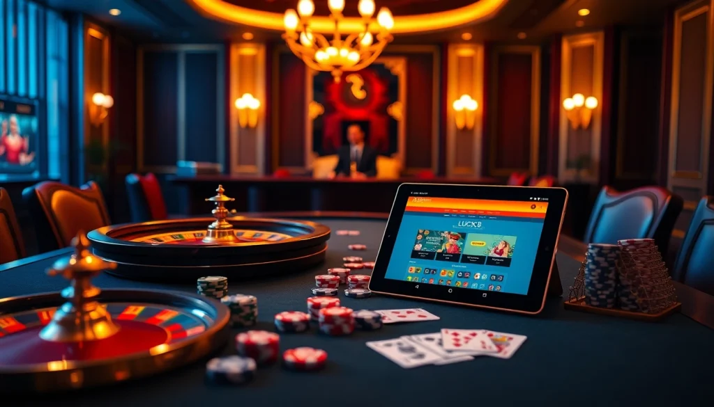 LUCK8 casino table with vibrant gaming elements and a sleek digital interface.