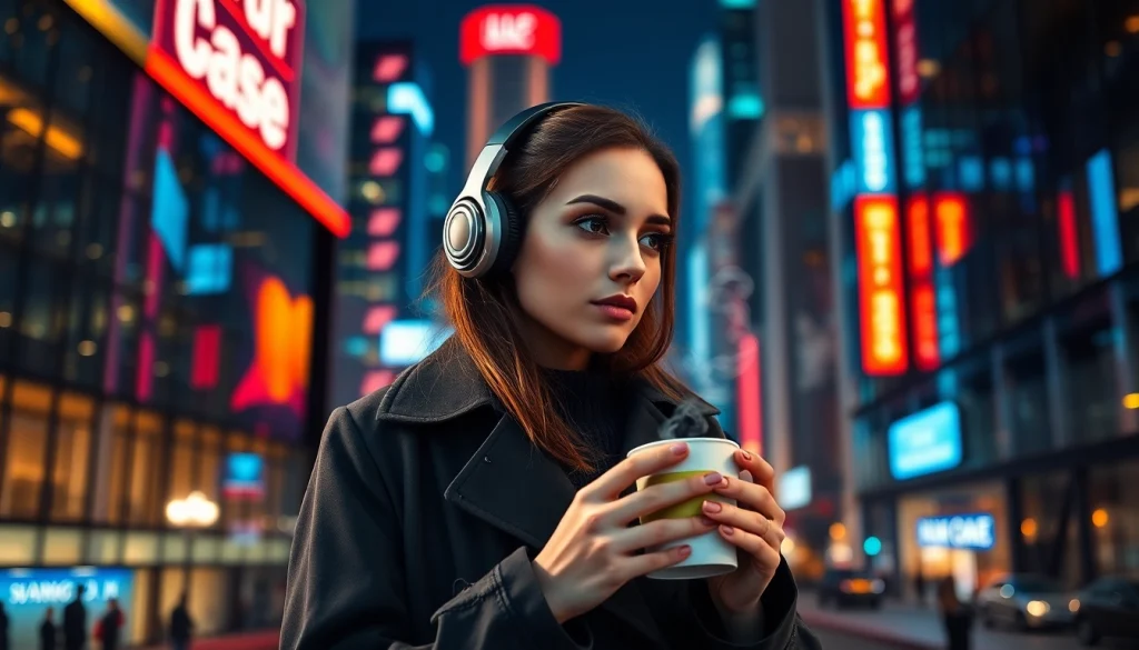 Image to prompt demonstrating a stylish woman in a bustling city, showcasing AI creativity.