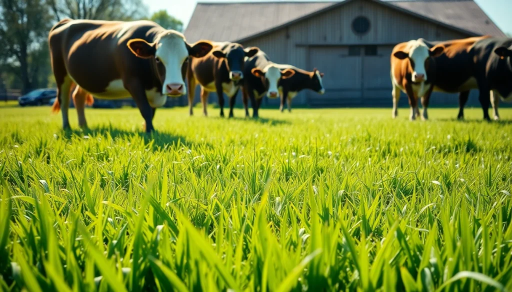 Cattle Feed provided to healthy cattle in a sunny pasture environment.