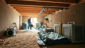 Crawl Space Restoration with professional workers utilizing advanced tools to ensure safety.