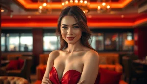 Singapore escort in an elegant lounge setting, showcasing luxury and intimacy.