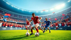 Exciting soccer match scene showcasing 토토스토리's vibrant sports coverage experience.