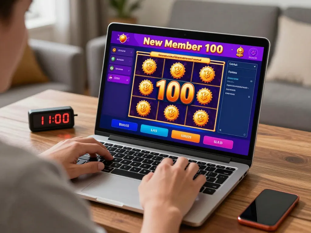 Engaging gameplay with slot bonus new member 100 interface while playing online slots at home.