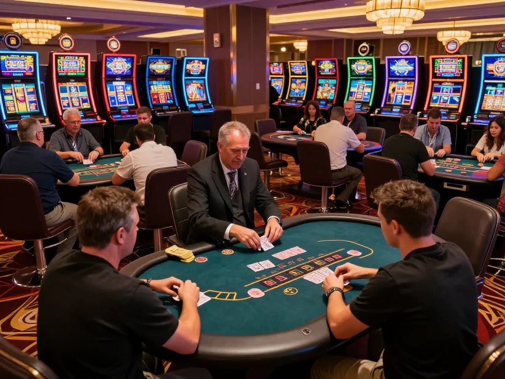 Excited players enjoying action at Nhà cái MM88 poker tables, showcasing vibrant casino atmosphere.