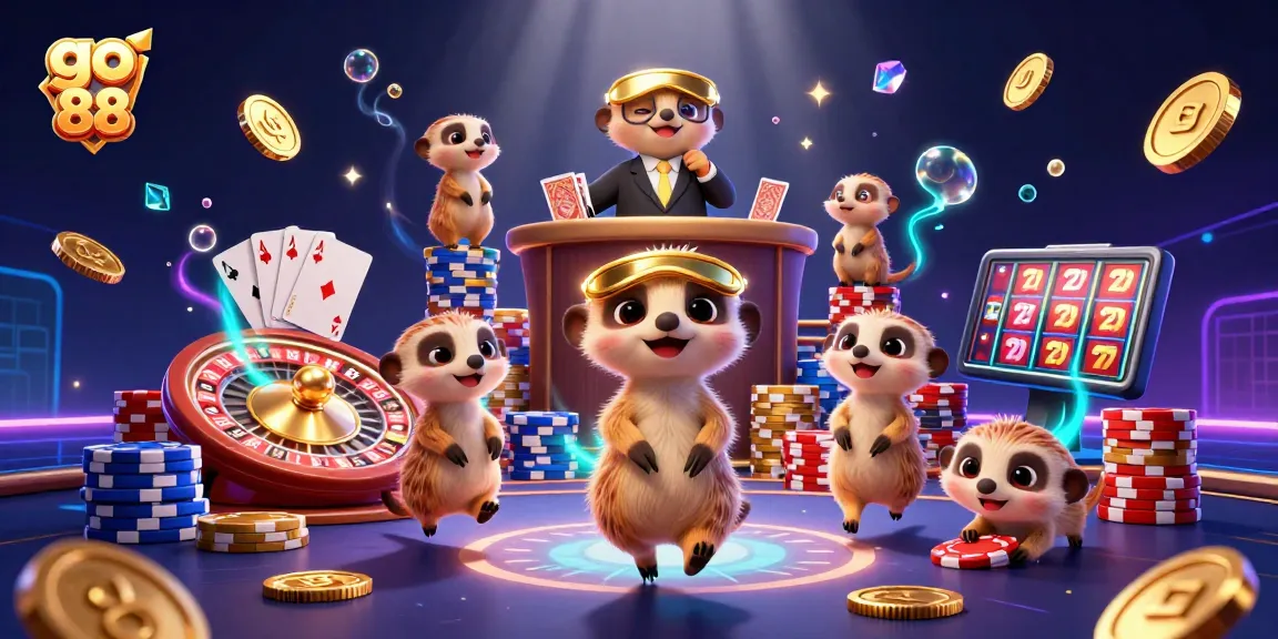 Experience the excitement of go 88 with a lively meerkat casino scene filled with vibrant elements.