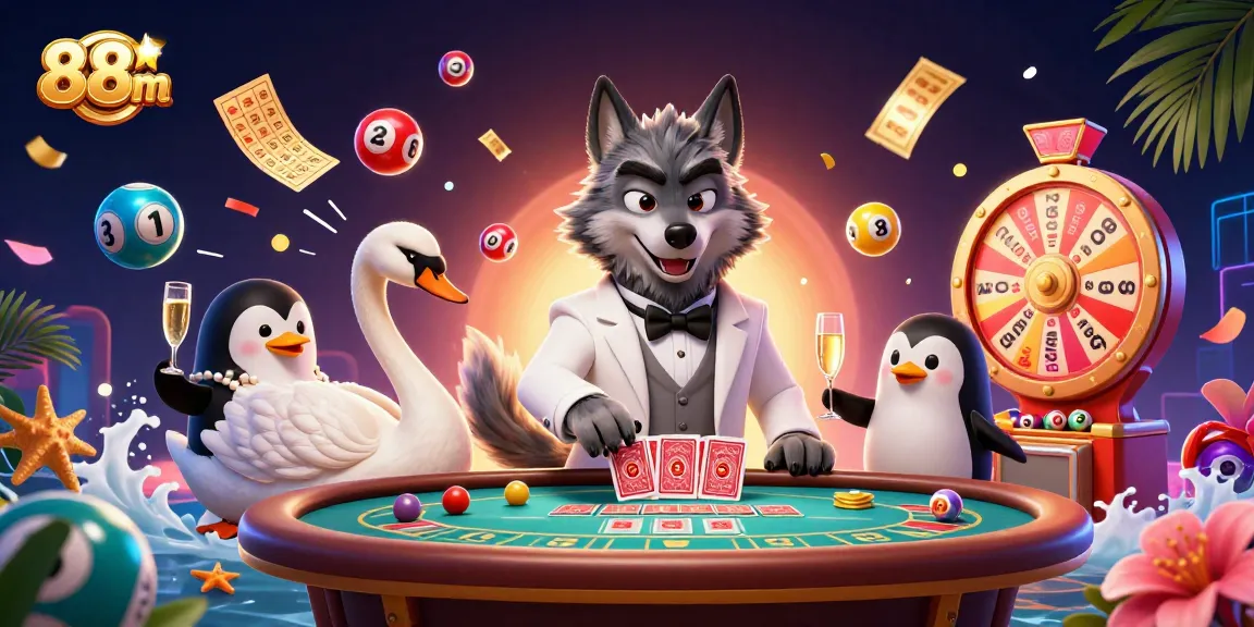 Engage in thrilling games at 88m with a luxurious 3D casino illustration featuring vibrant details.