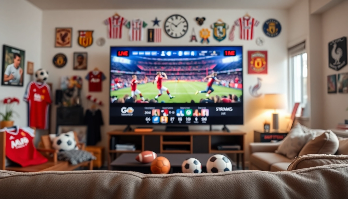 Nikmati bolakami streaming dengan layar penuh yang menampilkan pertandingan sepak bola langsung di ruang tamu.