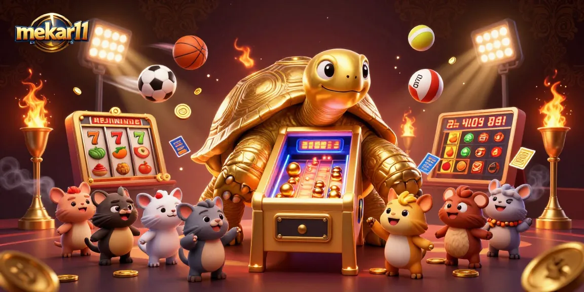 Engage with mekar11's premium gaming experience featuring a colossal tortoise pinball machine.