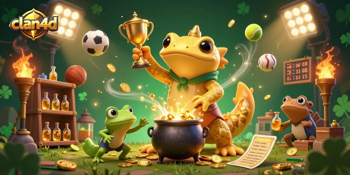 Experience the magic of gambling with clan4d in this action-packed casino illustration.